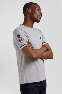 Regular grey short-sleeved cotton T-shirt with XV de France embroidery