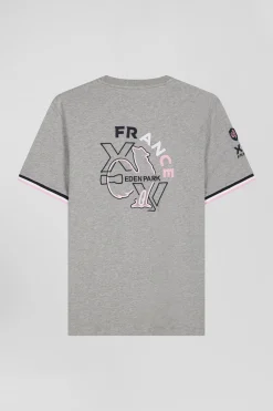Regular grey short-sleeved cotton T-shirt with XV de France embroidery