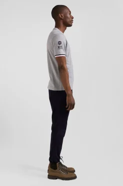 Regular grey short-sleeved cotton T-shirt with XV de France embroidery