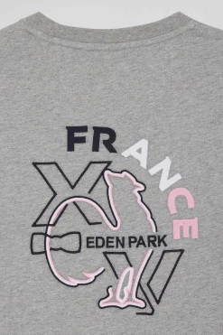 Regular grey short-sleeved cotton T-shirt with XV de France embroidery
