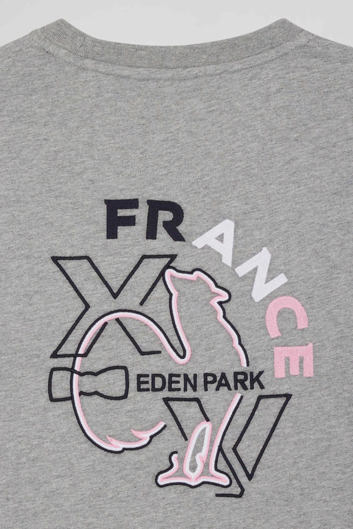 Regular grey short-sleeved cotton T-shirt with XV de France embroidery