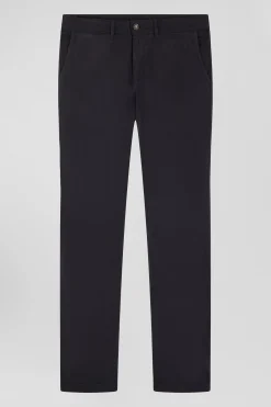 Regular grey stretch cotton piqué and modal chino trousers