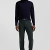 Regular grey stretch cotton velvet chino trousers