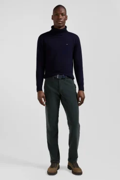 Regular grey stretch cotton velvet chino trousers