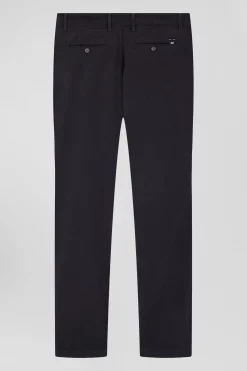 Regular grey stretch cotton piqué and modal chino trousers
