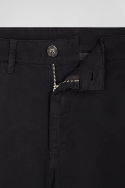 Regular grey stretch cotton piqué and modal chino trousers