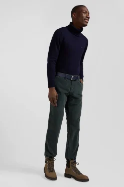 Regular grey stretch cotton velvet chino trousers