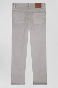 Regular grey stretch cotton 5-pocket trousers