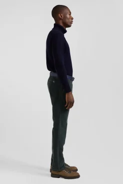 Regular grey stretch cotton velvet chino trousers