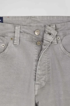 Regular grey stretch cotton 5-pocket trousers