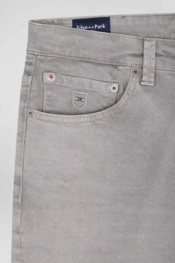 Regular grey stretch cotton 5-pocket trousers