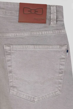 Regular grey stretch cotton 5-pocket trousers