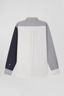 Regular grey tricolour cotton shirt