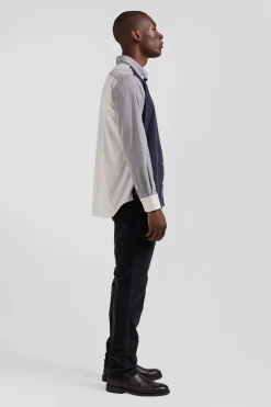 Regular grey tricolour cotton shirt