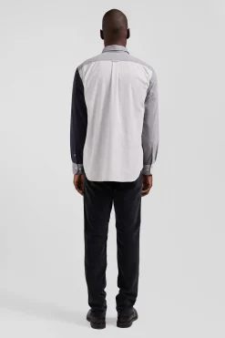 Regular grey tricolour cotton shirt