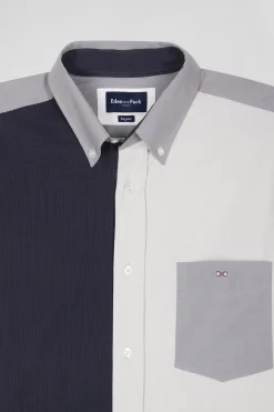 Regular grey tricolour cotton shirt