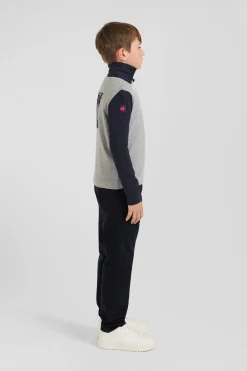 Regular grey tricolour XV de France long-sleeved cotton rugby shirt