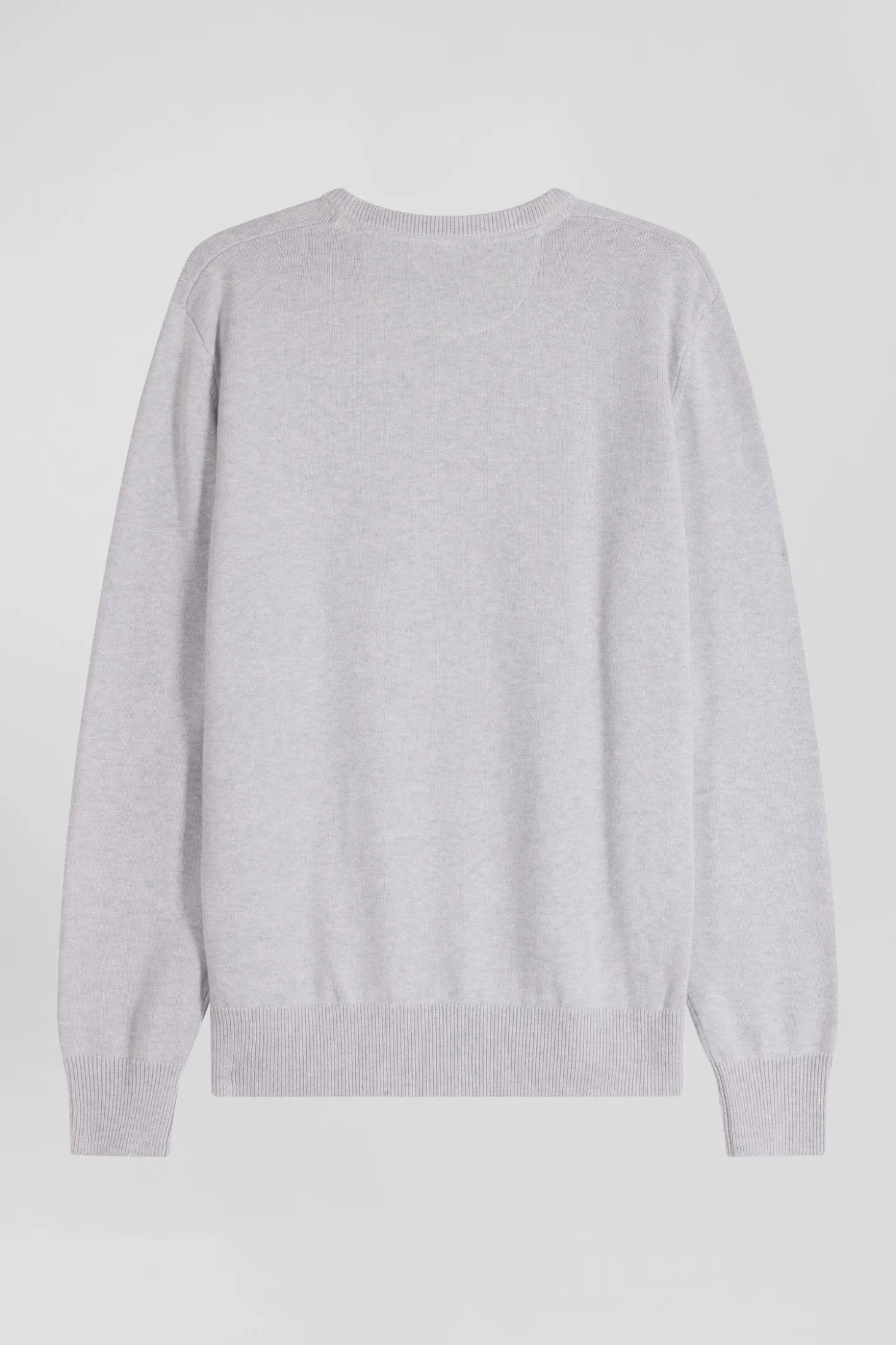 Regular grey wool and cotton crew neck jumper