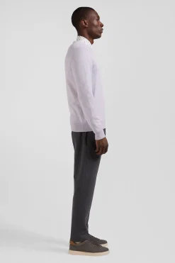 Regular grey wool and cotton crew neck jumper