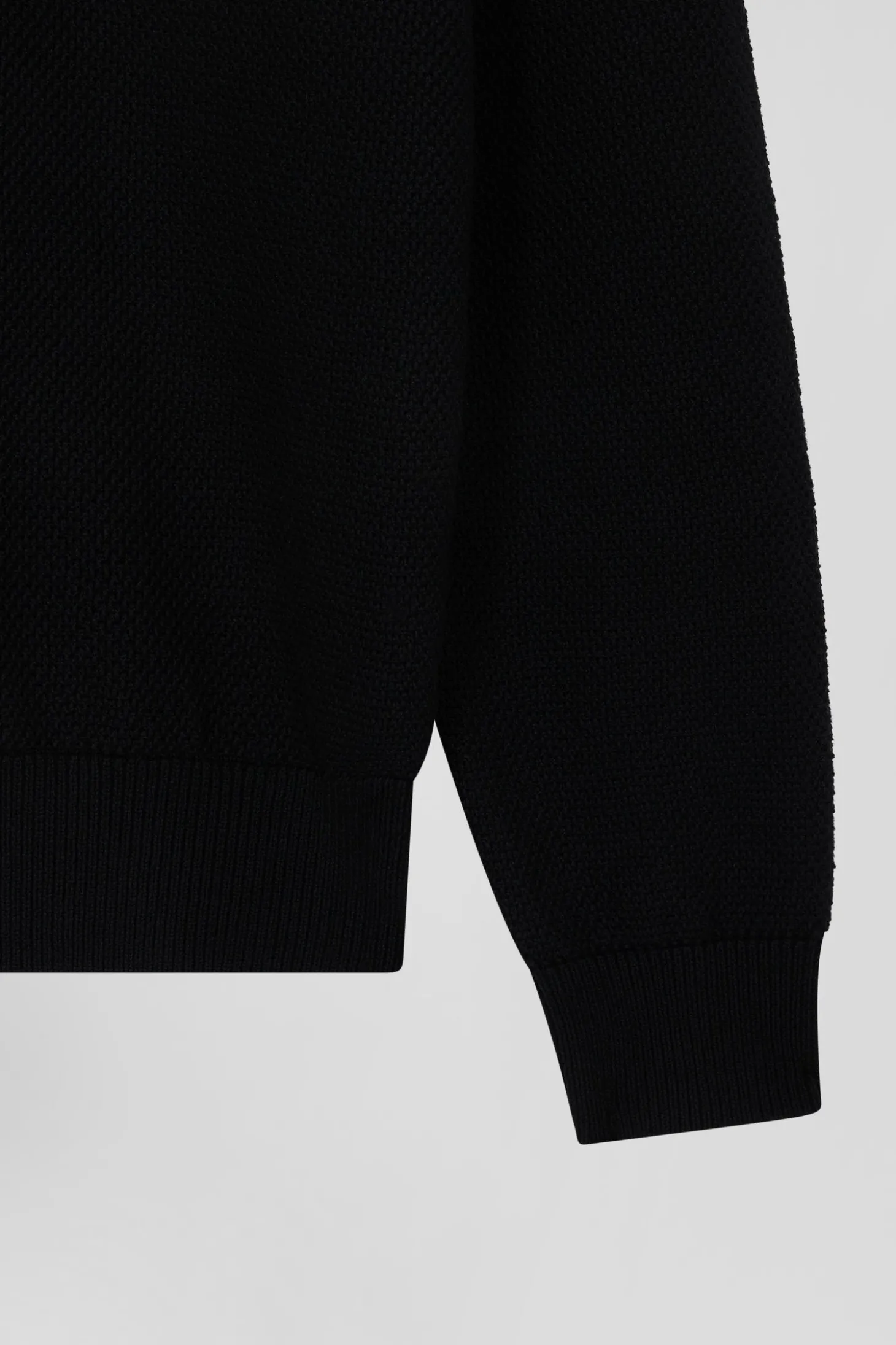 Regular grey wool and cotton jumper with knit patterns and rugby shirt collar