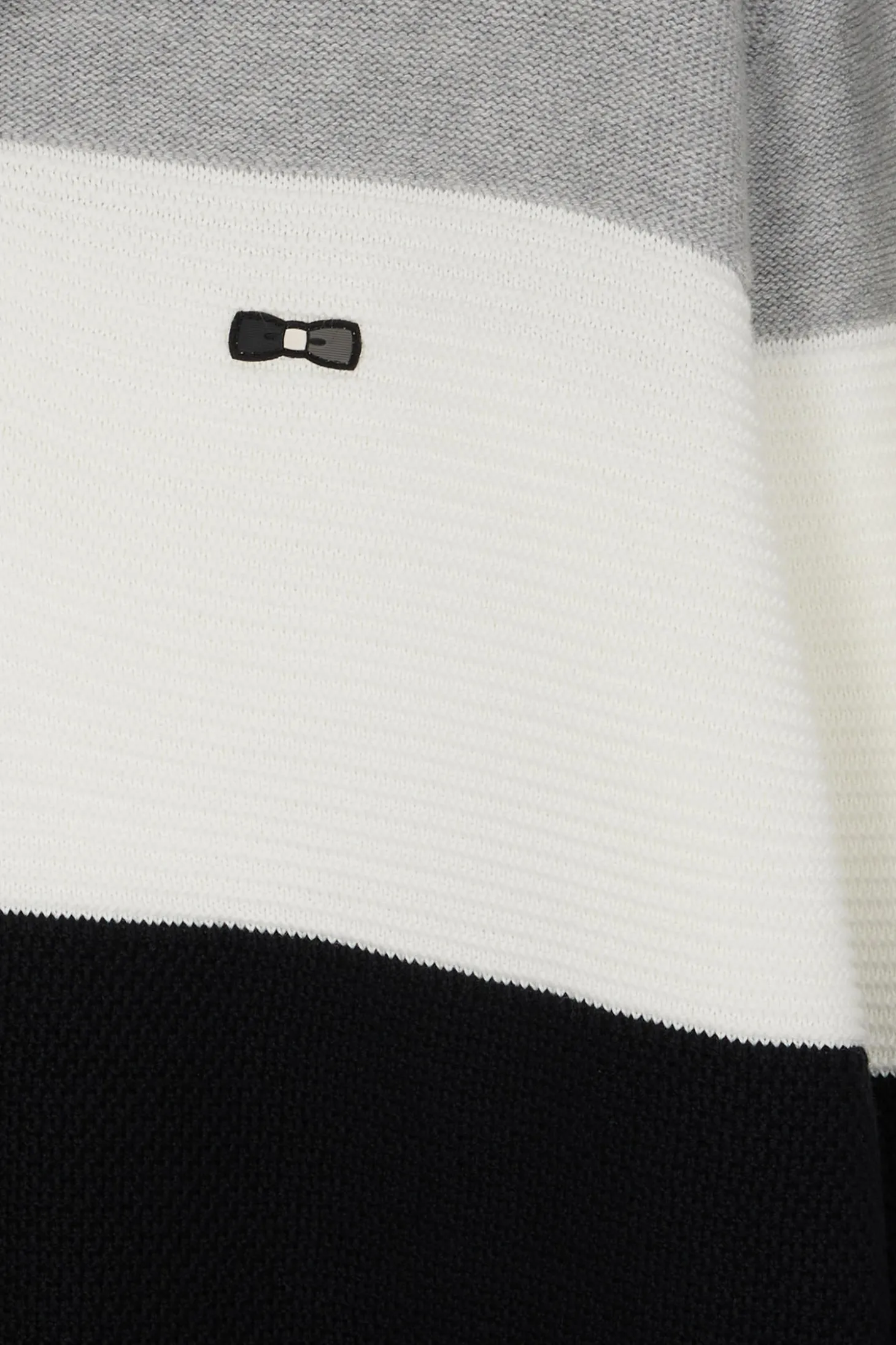 Regular grey wool and cotton jumper with knit patterns and rugby shirt collar