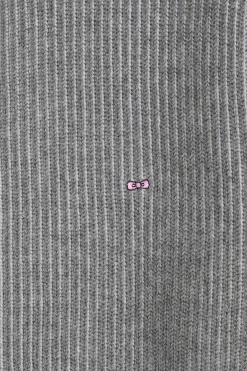 Regular grey wool and cotton zipped cardigan