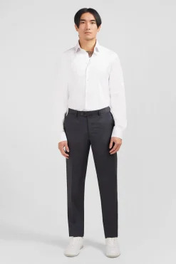 Regular grey wool trousers with broken fold