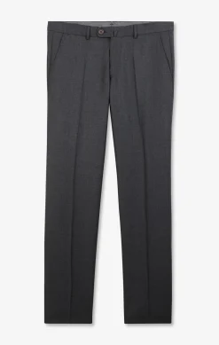 Regular grey wool trousers with broken fold