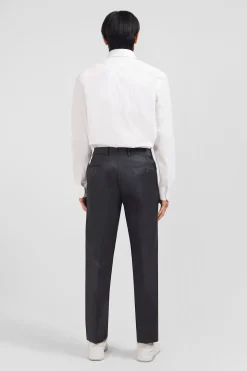 Regular grey wool trousers with broken fold