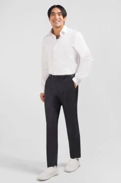 Regular grey wool trousers with broken fold