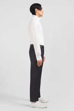 Regular grey wool trousers with broken fold