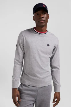 Regular grey XV de France long-sleeved cotton T-shirt