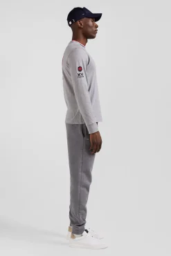 Regular grey XV de France long-sleeved cotton T-shirt