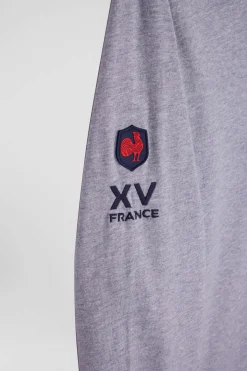 Regular grey XV de France long-sleeved cotton T-shirt