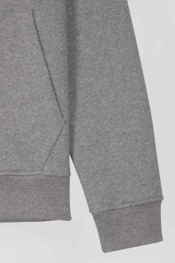 Regular grey zipped brushed cotton fleece hoodie