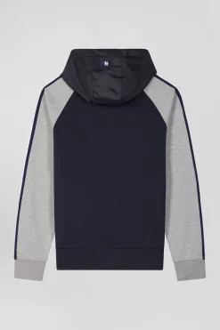 Regular grey zipped XV de France cotton blend hoodie
