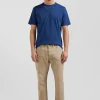 Regular hemp-coloured stretch cotton 5-pocket trousers