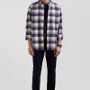 Regular indigo checked cotton shirt
