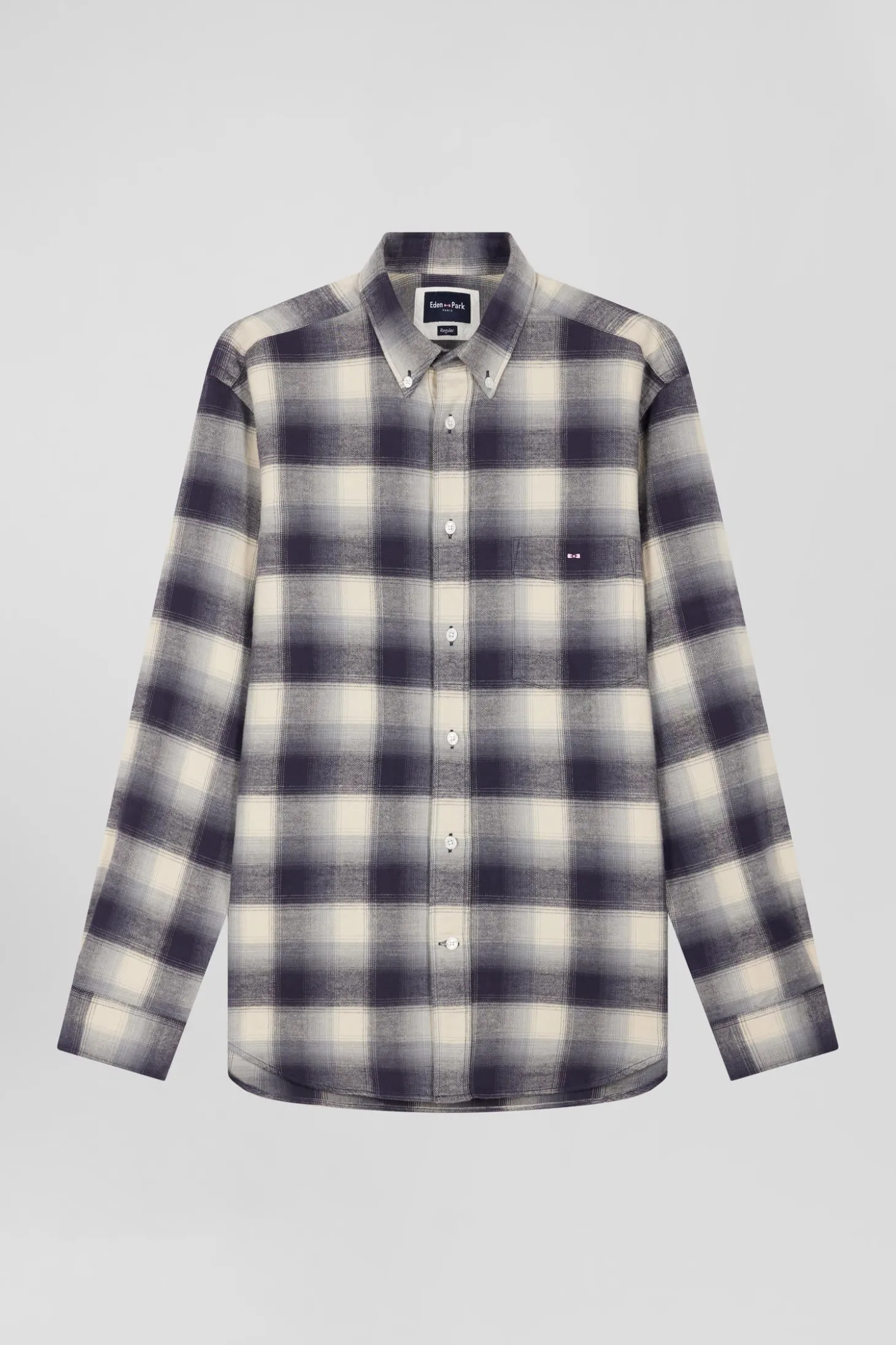 Regular indigo checked cotton shirt