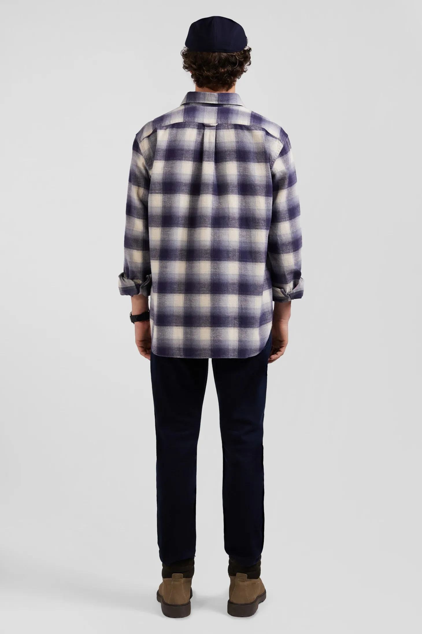 Regular indigo checked cotton shirt