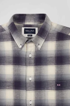 Regular indigo checked cotton shirt
