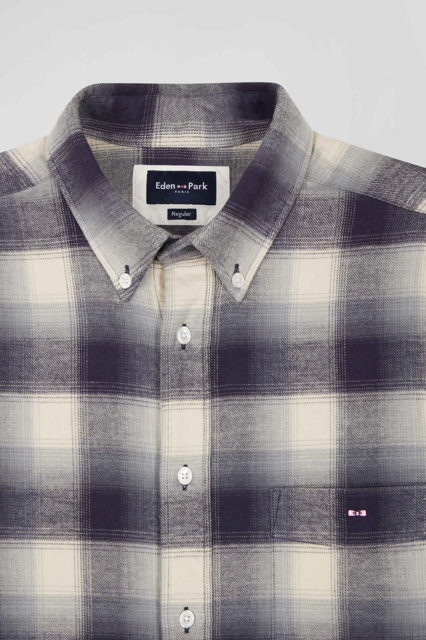 Regular indigo checked cotton shirt