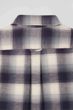 Regular indigo checked cotton shirt