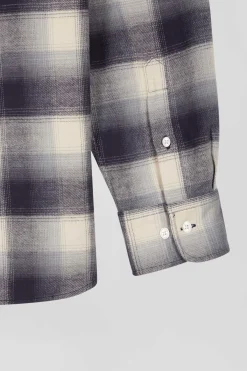 Regular indigo checked cotton shirt
