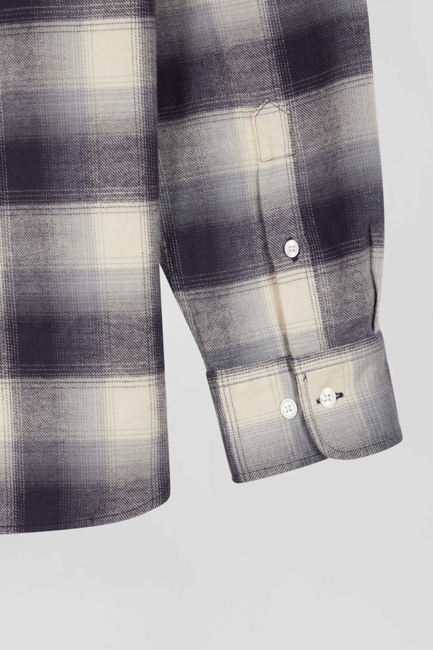 Regular indigo checked cotton shirt