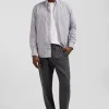 Regular indigo striped cotton jacquard shirt