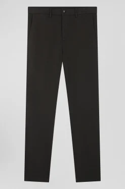 Regular khaki stretch cotton piqué and modal chino trousers