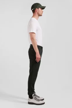 Regular khaki stretch cotton piqué and modal chino trousers