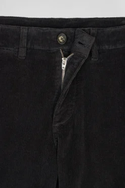 Regular khaki stretch cotton velvet chino trousers