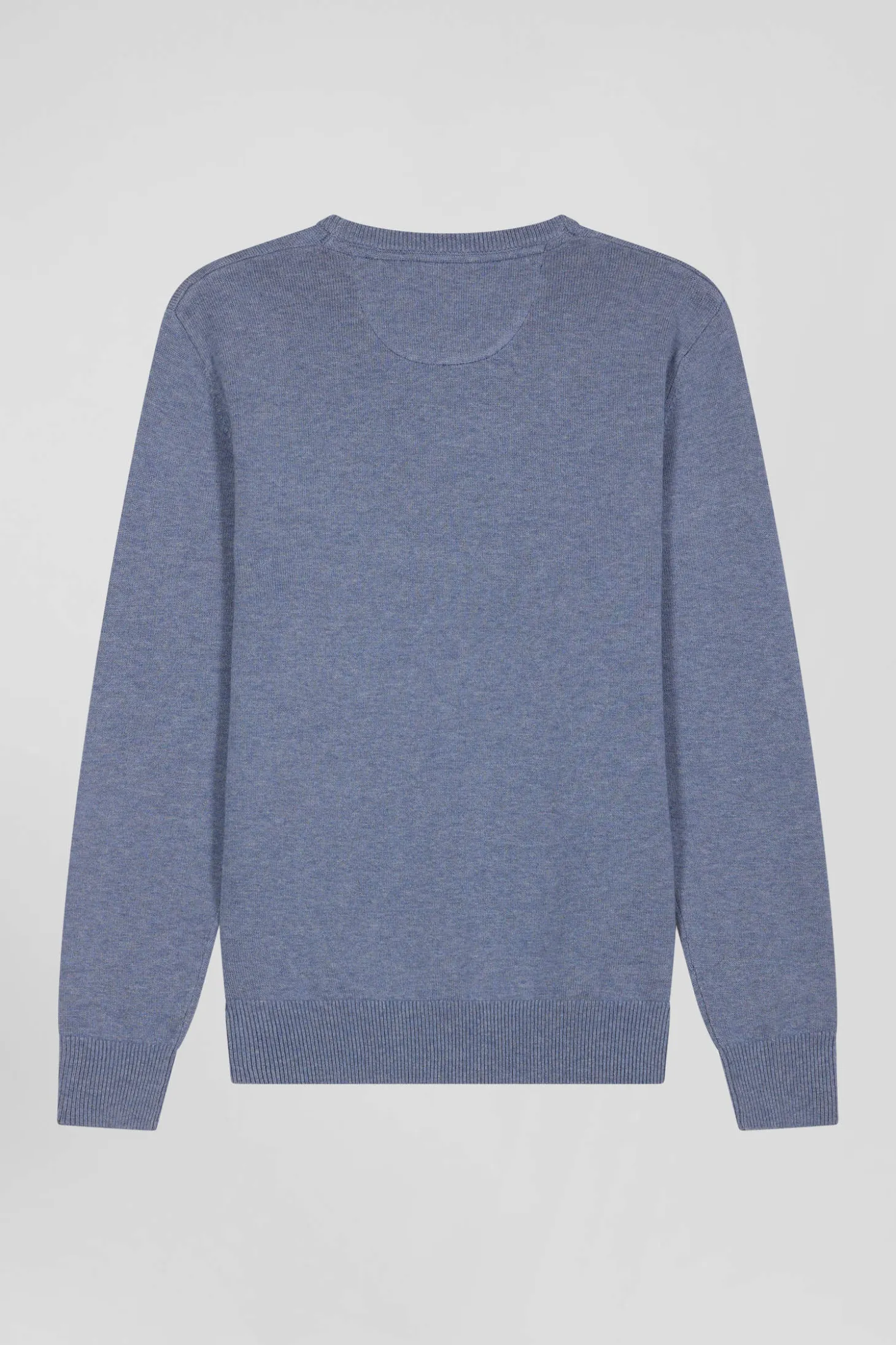 Regular light blue wool and cotton crew neck jumper